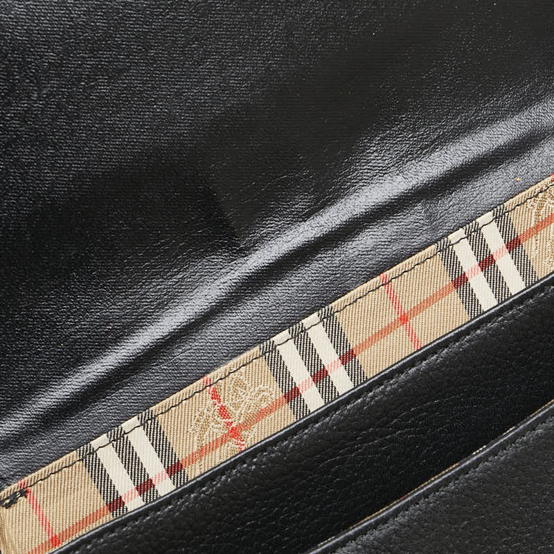 バーバリー ノバチェック シャドーホース 斜め掛け ショルダーバッグ ブラック レザー レディース BURBERRY 【中古】