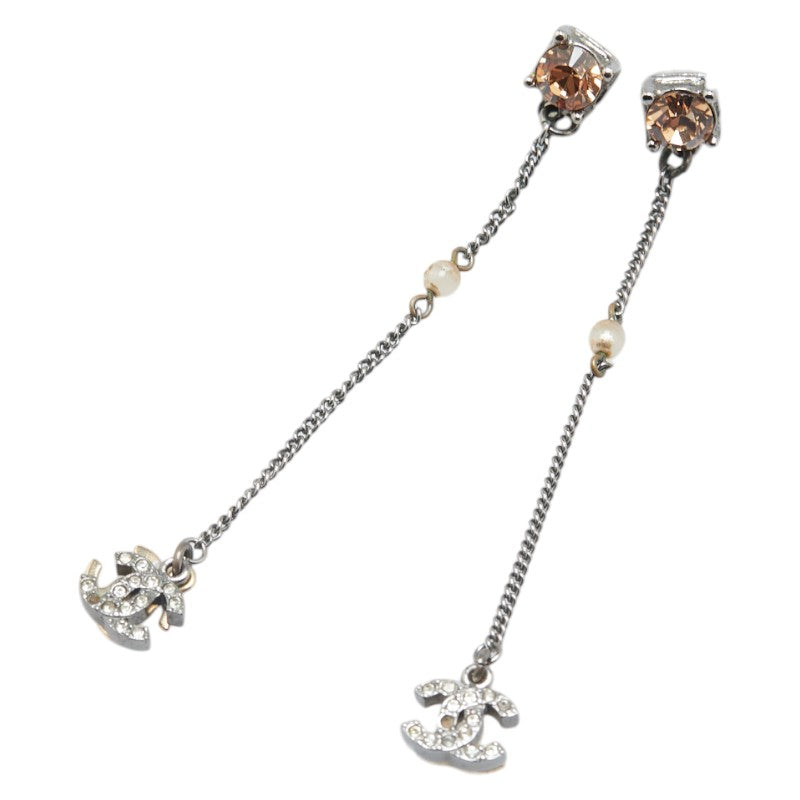 シャネル ココマーク ラインストーン スイングピアス シルバー メタル レディース CHANEL 【中古】