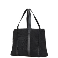 ブルガリ ロゴマニア ハンドバッグ トートバッグ ブラック キャンバス レザー レディース BVLGARI 【中古】