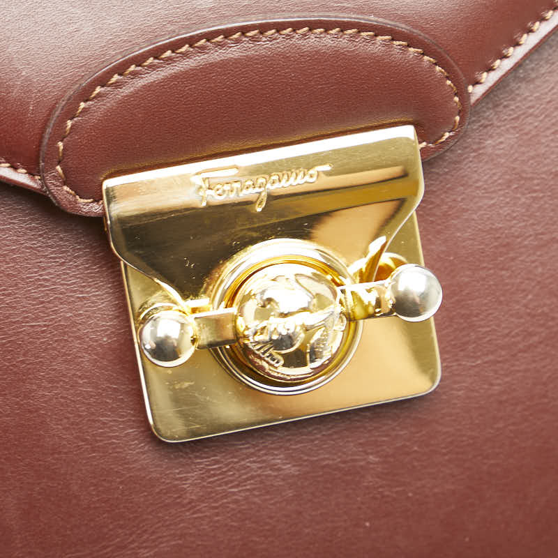 サルヴァトーレフェラガモ リュック バックパック DQ-211 5207 ブラウン レザー レディース Salvatore Ferragamo 【中古】