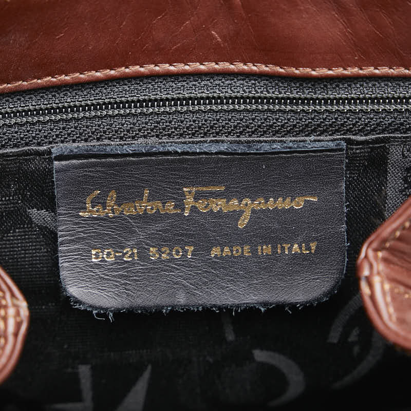 サルヴァトーレフェラガモ リュック バックパック DQ-211 5207 ブラウン レザー レディース Salvatore Ferragamo 【中古】