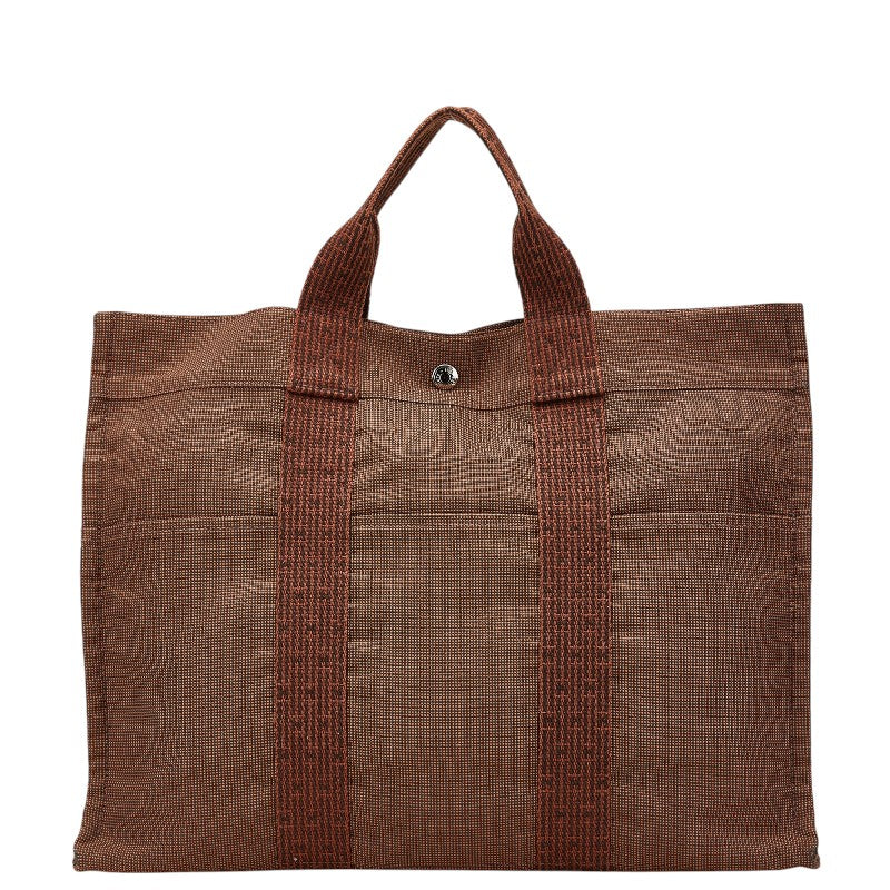 エルメス エールライン トートMM トートバッグ ハンドバッグ ブラウン キャンバス レディース HERMES 【中古】