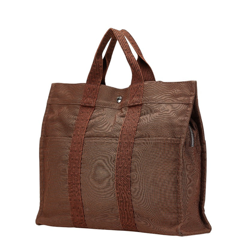 エルメス エールライン トートMM トートバッグ ハンドバッグ ブラウン キャンバス レディース HERMES 【中古】
