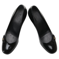 グッチ リボン インターロッキングG パンプス ヒール サイズ:35 317042 ブラック エナメル レディース GUCCI 【中古】