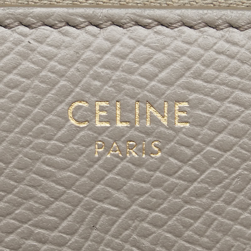 セリーヌ ラウンドファスナー 長財布 グレージュ ベージュ レザー レディース CELINE 【中古】
