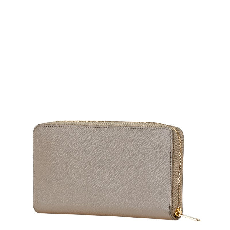 セリーヌ ラウンドファスナー 長財布 グレージュ ベージュ レザー レディース CELINE 【中古】