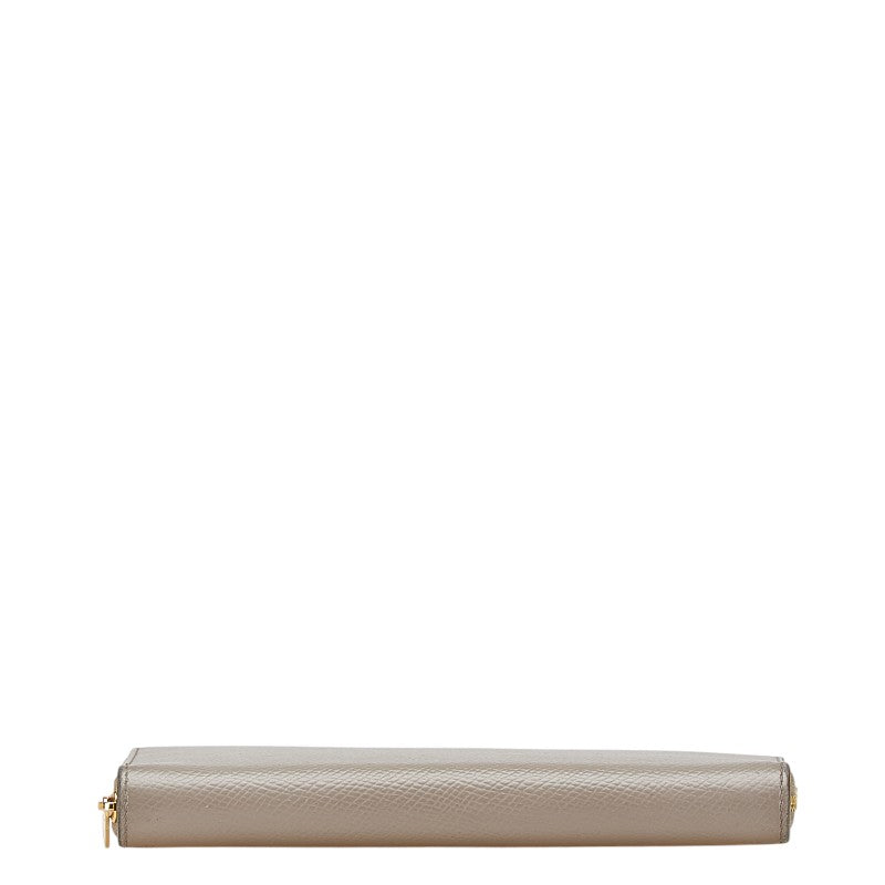 セリーヌ ラウンドファスナー 長財布 グレージュ ベージュ レザー レディース CELINE 【中古】
