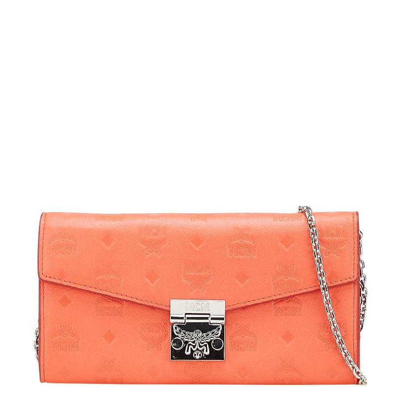 エム シー エム ヴィセトス チェーン ウォレット 長財布 レッド レザー レディース MCM 【中古】