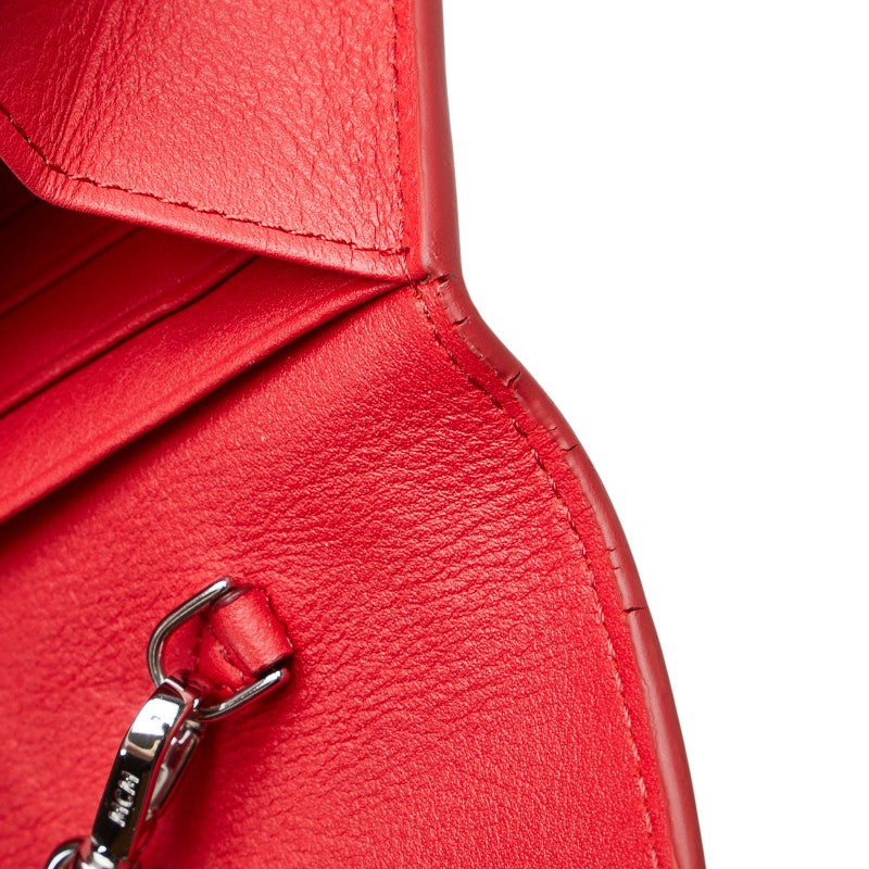 エム シー エム ヴィセトス チェーン ウォレット 長財布 レッド レザー レディース MCM 【中古】