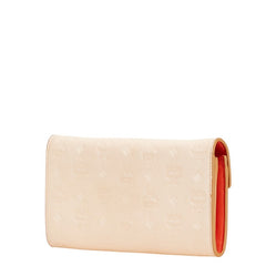 エム シー エム ヴィセトス チェーン ウォレット 長財布 ピンク ベージュ レザー レディース MCM 【中古】