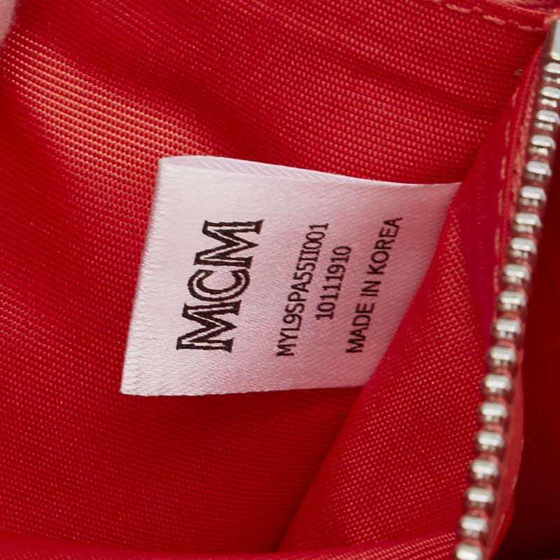 エム シー エム ヴィセトス チェーン ウォレット 長財布 ピンク ベージュ レザー レディース MCM 【中古】
