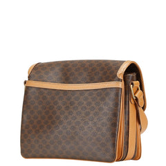 セリーヌ マカダム 斜め掛け ショルダーバッグ ブラウン ベージュ PVC レザー レディース CELINE 【中古】