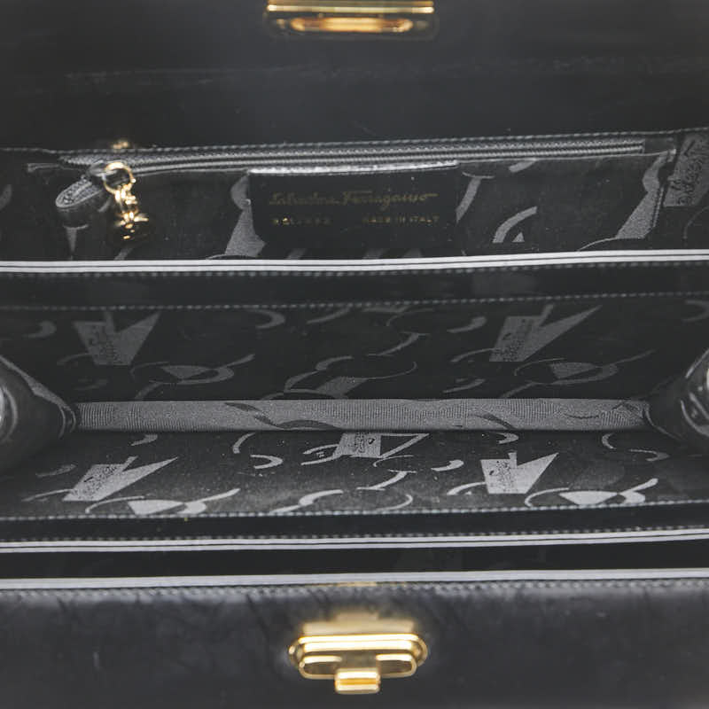 サルヴァトーレフェラガモ ガンチーニ ショルダーバッグ トートバッグ E217663 ブラック レザー レディース Salvatore Ferragamo 【中古】