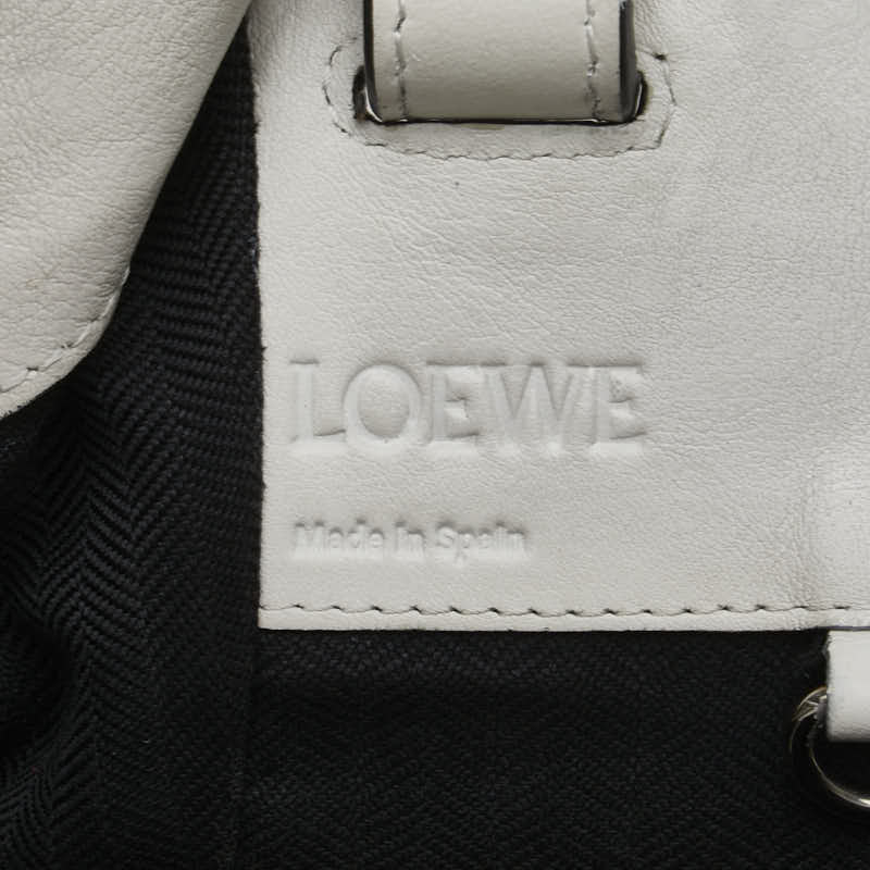 ロエベ アナグラム ハンモック スモール ハンドバッグ ショルダーバッグ 2WAY ホワイト レザー レディース LOEWE 【中古】