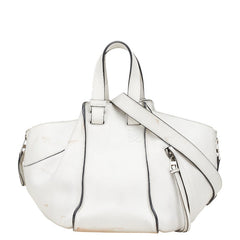 ロエベ アナグラム ハンモック スモール ハンドバッグ ショルダーバッグ 2WAY ホワイト レザー レディース LOEWE 【中古】