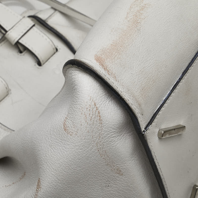 ロエベ アナグラム ハンモック スモール ハンドバッグ ショルダーバッグ 2WAY ホワイト レザー レディース LOEWE 【中古】
