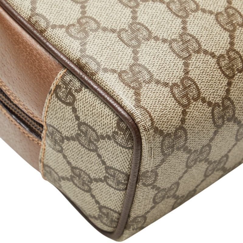 グッチ GGスプリーム セカンドバッグ 014 58 6087 ベージュ ブラウン PVC レザー メンズ GUCCI 【中古】