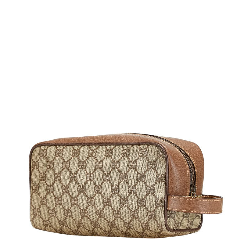 グッチ GGスプリーム セカンドバッグ 014 58 6087 ベージュ ブラウン PVC レザー メンズ GUCCI 【中古】