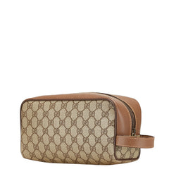 グッチ GGスプリーム セカンドバッグ 014 58 6087 ベージュ ブラウン PVC レザー メンズ GUCCI 【中古】
