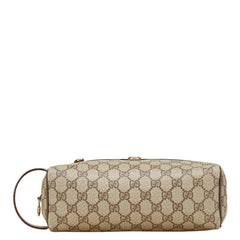 グッチ GGスプリーム セカンドバッグ 014 58 6087 ベージュ ブラウン PVC レザー メンズ GUCCI 【中古】