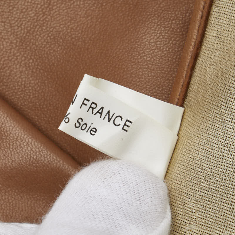 ロエベ アナグラム 手袋 グローブ ブラウン レザー シルク レディース LOEWE 【中古】