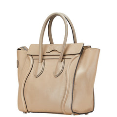 セリーヌ ラゲージ マイクロショッパー ハンドバッグ ベージュ レザー レディース CELINE 【中古】