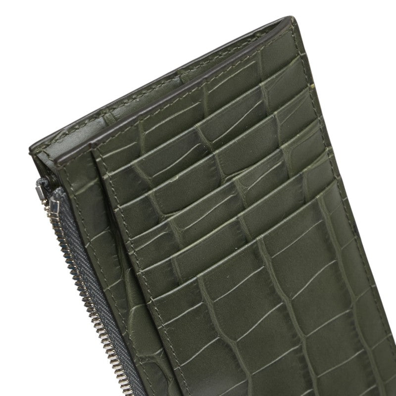 バレンシアガ 型押し カードケース コインケース フラグメントケース 640535 カーキグリーン レザー メンズ BALENCIAGA 【中古】