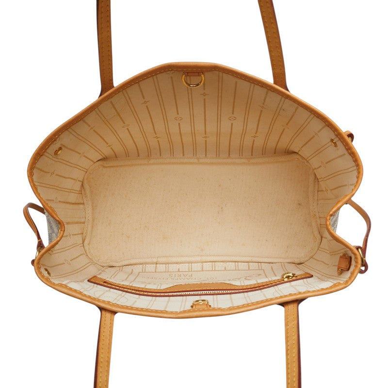 ルイ ヴィトン ダミエ アズール ネヴァーフルPM トートバッグ ショルダーバッグ N51110 ホワイト PVC レザー レディース LOUIS VUITTON 【中古】