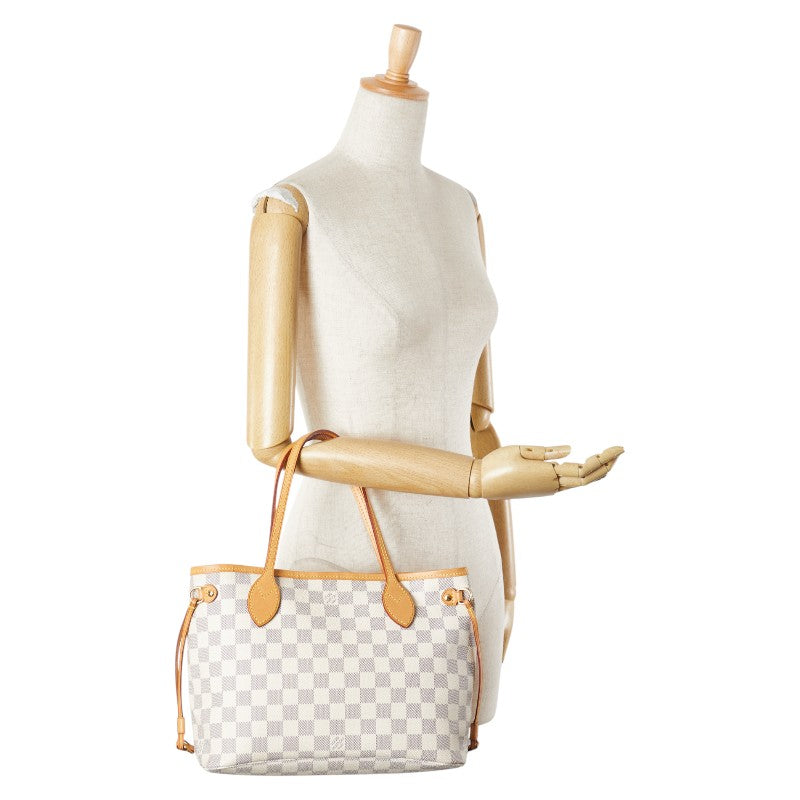 ルイ ヴィトン ダミエ アズール ネヴァーフルPM トートバッグ ショルダーバッグ N51110 ホワイト PVC レザー レディース LOUIS VUITTON 【中古】