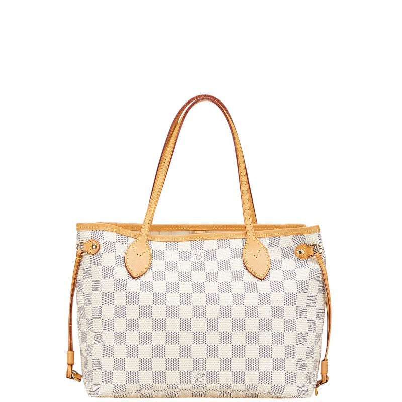 ルイ ヴィトン ダミエ アズール ネヴァーフルPM トートバッグ ショルダーバッグ N51110 ホワイト PVC レザー レディース LOUIS VUITTON 【中古】