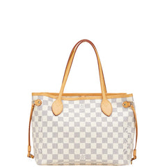ルイ ヴィトン ダミエ アズール ネヴァーフルPM トートバッグ ショルダーバッグ N51110 ホワイト PVC レザー レディース LOUIS VUITTON 【中古】