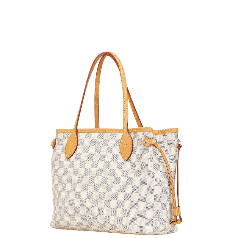 ルイ ヴィトン ダミエ アズール ネヴァーフルPM トートバッグ ショルダーバッグ N51110 ホワイト PVC レザー レディース LOUIS VUITTON 【中古】