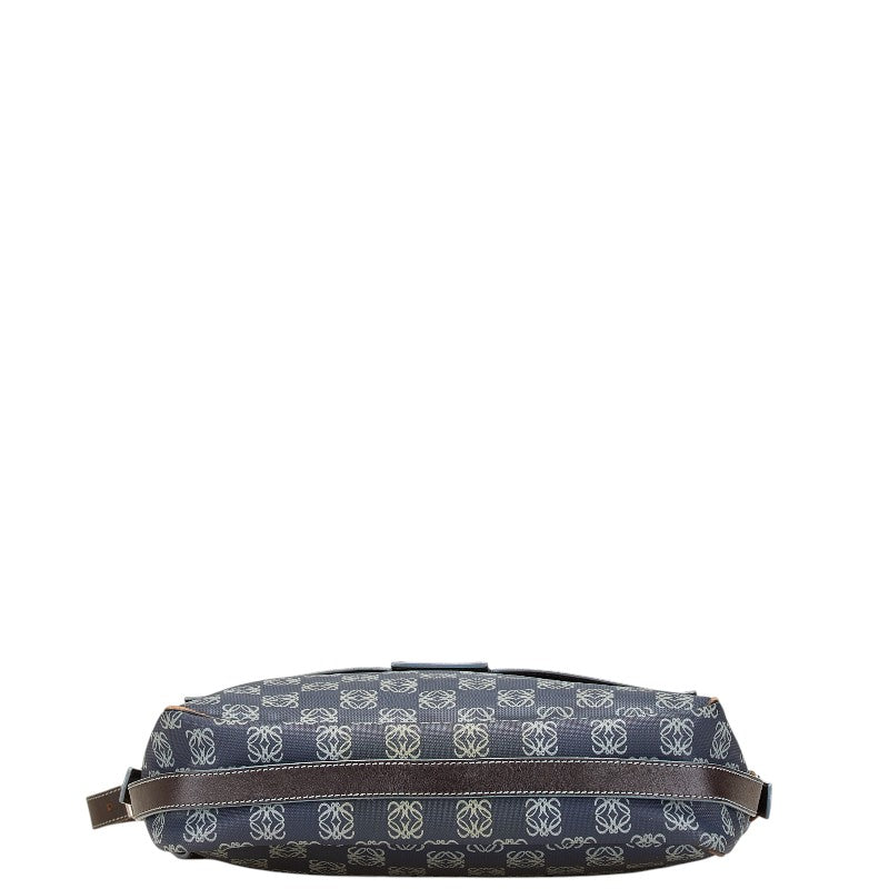 ロエベ アナグラム 斜め掛け ショルダーバッグ メッセンジャーバッグ ネイビー グレー PVC レザー レディース LOEWE 【中古】