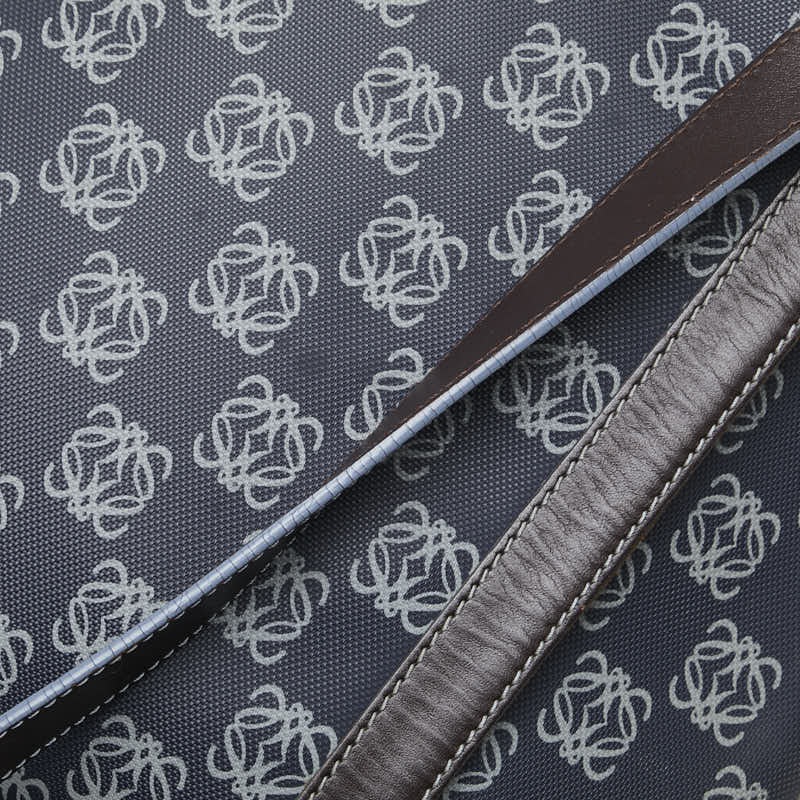 ロエベ アナグラム 斜め掛け ショルダーバッグ メッセンジャーバッグ ネイビー グレー PVC レザー レディース LOEWE 【中古】