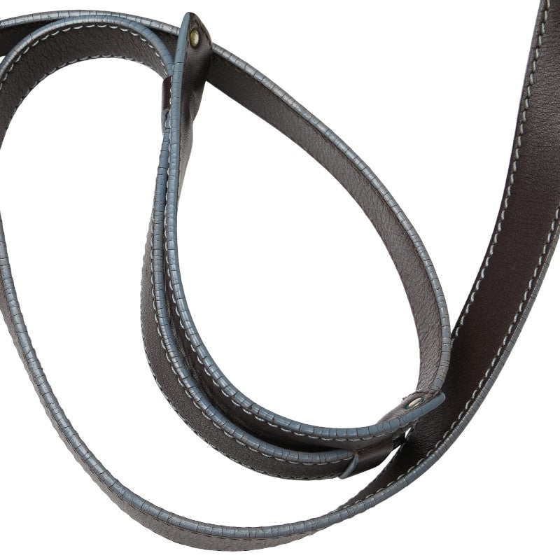 ロエベ アナグラム 斜め掛け ショルダーバッグ メッセンジャーバッグ ネイビー グレー PVC レザー レディース LOEWE 【中古】