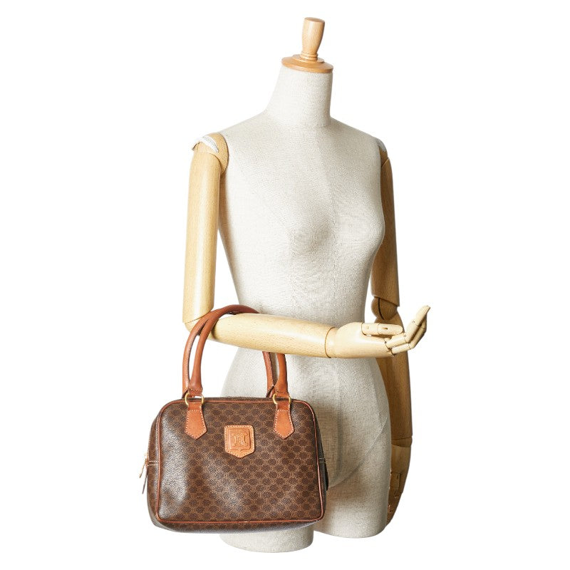 セリーヌ マカダム ハンドバッグ ブラウン PVC レザー レディース CELINE 【中古】