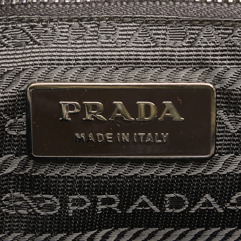 プラダ 三角ロゴプレート ハンドバッグ ショルダーバッグ 2WAY BN1066 カーキ ブラウン ナイロン レザー レディース PRADA 【中古】