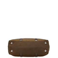 プラダ 三角ロゴプレート ハンドバッグ ショルダーバッグ 2WAY BN1066 カーキ ブラウン ナイロン レザー レディース PRADA 中古
