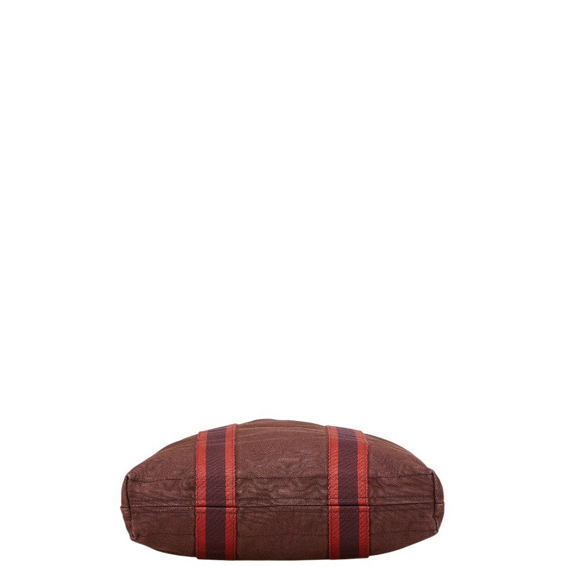 エルメス フールトゥ カバス トートバッグ ハンドバッグ ブラウン レッド キャンバス レディース HERMES 【中古】