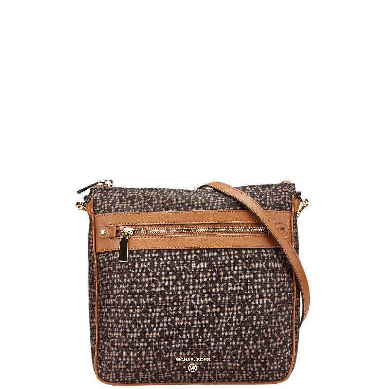 マイケルコース シグネチャー 斜め掛け ショルダーバッグ ブラック ブラウン ナイロン レザー レディース Michael Kors 【中古】