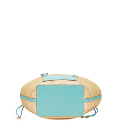 マイケルコース トートバッグ カゴバッグ ベージュ ライトブルー ストロー レザー レディース Michael Kors 【中古】