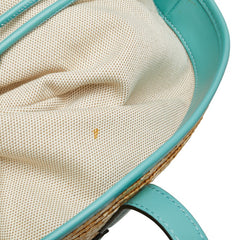 マイケルコース トートバッグ カゴバッグ ベージュ ライトブルー ストロー レザー レディース Michael Kors 【中古】