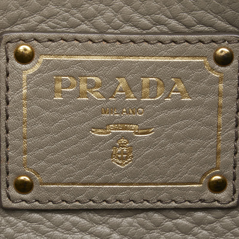 プラダ ハンドバッグ ショルダーバッグ 2WAY グレー レザー レディース PRADA 【中古】