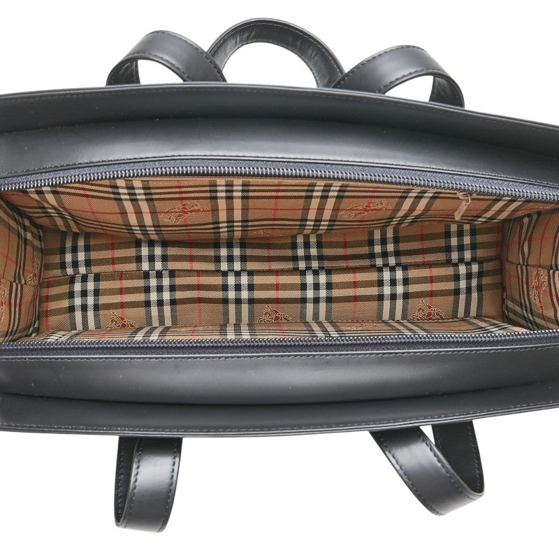 バーバリー ノバチェック シャドーホース ハンドバッグ ブラック マルチカラー レザー キャンバス レディース BURBERRY 【中古】
