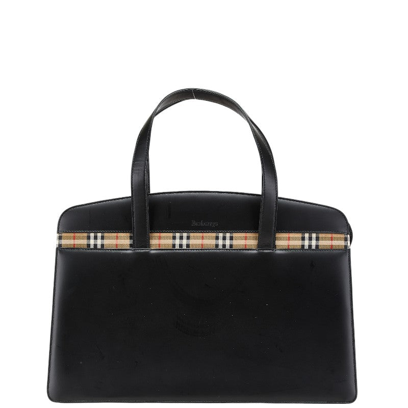 バーバリー ノバチェック シャドーホース ハンドバッグ ブラック マルチカラー レザー キャンバス レディース BURBERRY 【中古】