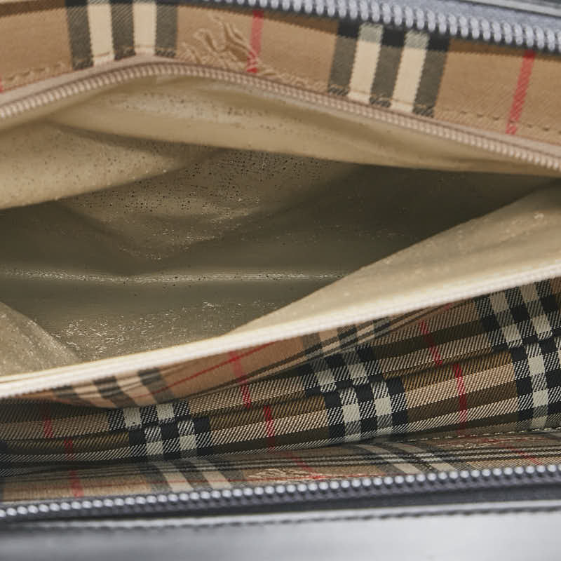 バーバリー ノバチェック シャドーホース ハンドバッグ ブラック マルチカラー レザー キャンバス レディース BURBERRY 【中古】