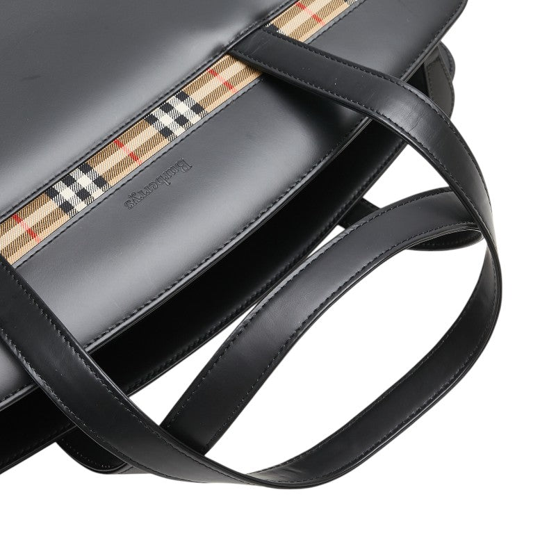 バーバリー ノバチェック シャドーホース ハンドバッグ ブラック マルチカラー レザー キャンバス レディース BURBERRY 【中古】