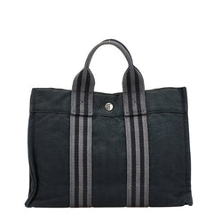 エルメス フールトゥ トートPM ハンドバッグ トートバッグ ブラック グレー キャンバス レディース HERMES 【中古】