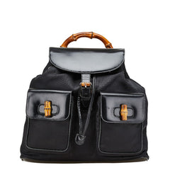 グッチ バンブー リュック バックパック 003 2058 0016 ブラック パテントレザー ナイロン レディース GUCCI 【中古】