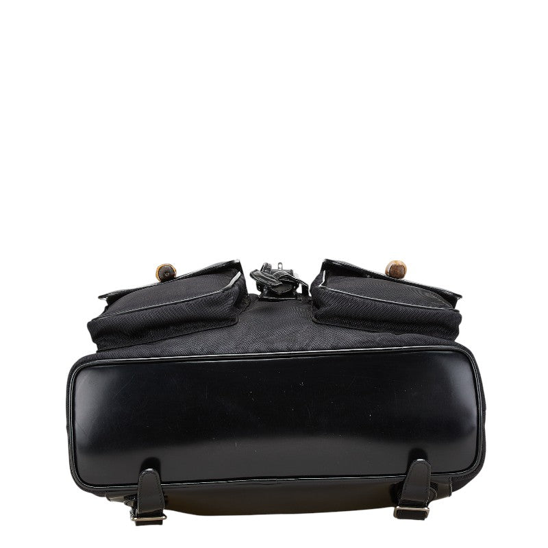 グッチ バンブー リュック バックパック 003 2058 0016 ブラック パテントレザー ナイロン レディース GUCCI 【中古】